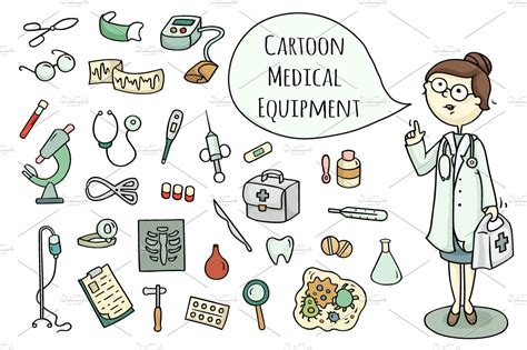 Cartoon Doctor And Medical Equipment Graphic Objects ~ Creative Market