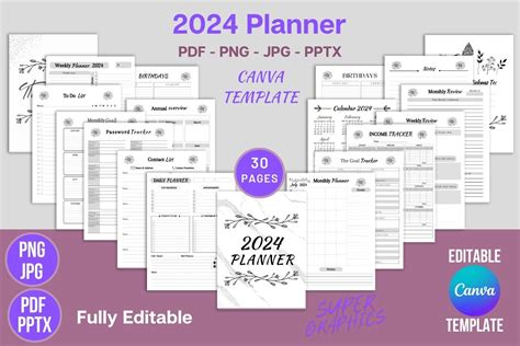 2024 Planner Editable Canva Template Kdp Graphic By Super Graphics
