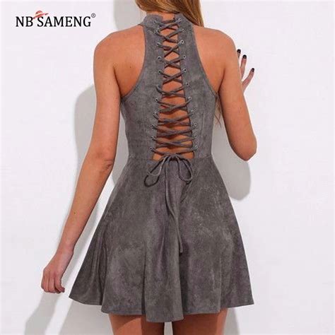 Summer Bandage Dress Sexy Hollow Out Dresses Women A Line Solid Sleeveless Bodycon Backless