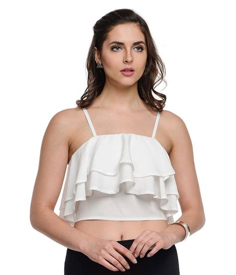 At499 White Polyester Crop Top Buy At499 White Polyester Crop Top