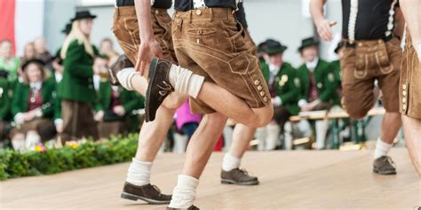 Traditional Dancing Schuhplattler Folk Dancing In Mu Db Regio Bayern