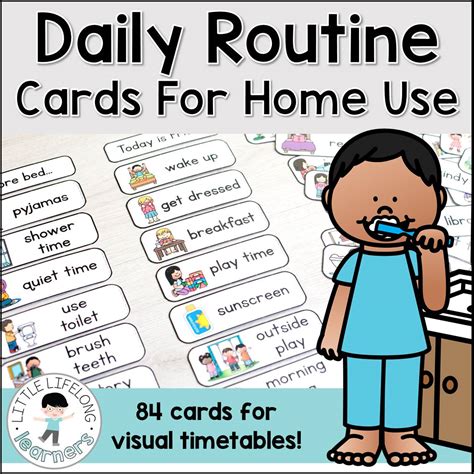 Schedule contains morning, afternoon, and night charts. Daily Routine Cards - Little Lifelong Learners