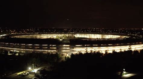 New Drone Footage Shows Nearly Complete Apple Park Campus At Night