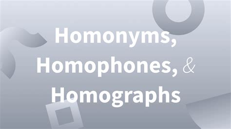 Homographs Homophones And Homonyms—the Difference