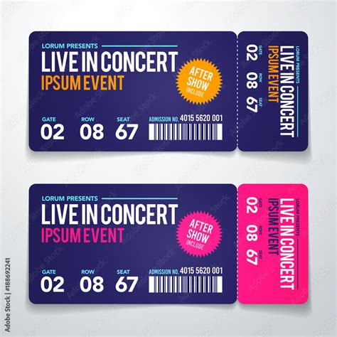 Vector Illustration Concert Ticket Template Concert Party Or Festival