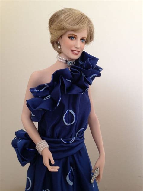 Franklin Mint Princess Diana Porcelain Doll Repainted W Blue Gown
