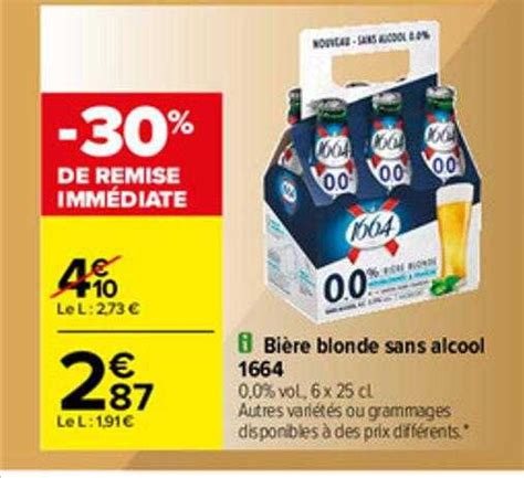 Promo Bière Blonde Sans Alcool 1664 Chez Carrefour Icataloguefr