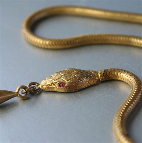 Art Nouveau Snake Necklace Gold Filled Serpent Edwardian Antique Pocket