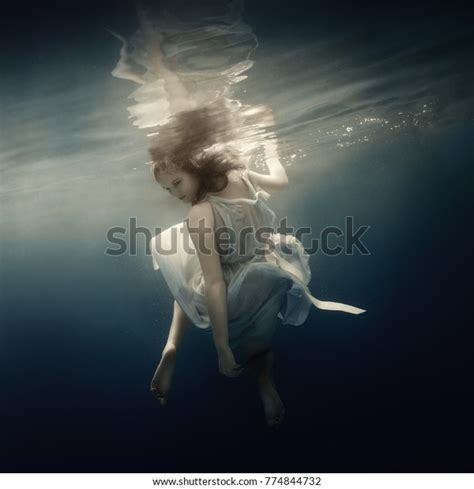 Girl White Dress Underwater Stock Photo Edit Now 774844732