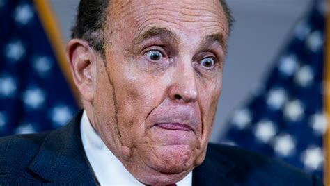 Giuliani's suspension was sought by the attorney grievance committee for the first judicial department the suspension order accuses giuliani of making false claims to courts, lawmakers. Hair dye runs down Rudy Giuliani's face during news conference