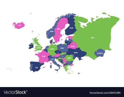 Political Map Europe Continent In Four Colors Vector Image