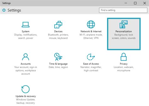 Access And Use Personalization Of Windows 10 Settings