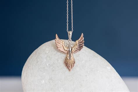 Sterling Silver And 18ct Gold Rising Phoenix Pendant Necklace