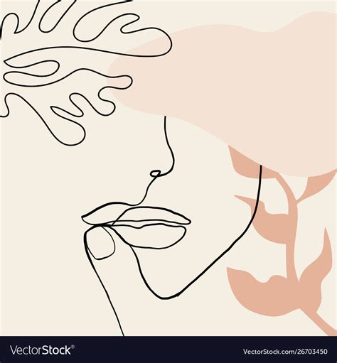 Continuous Line Drawing Woman Face Fashion Vector Image