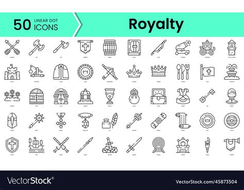 Set Of Royalty Icons Line Art Style Bundle Vector Image