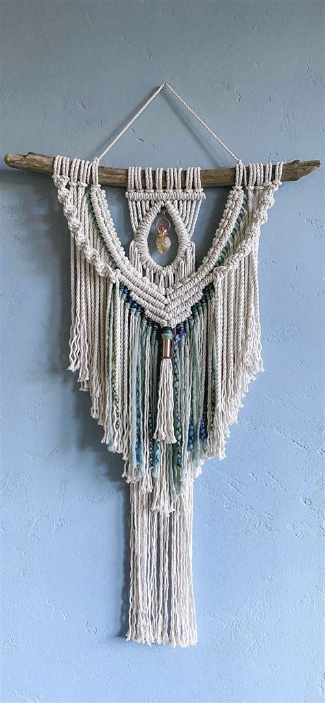 Boho Decor Large Macrame Wall Hanging Blue Macrame Wall Etsy In 2021 Large Macrame Wall