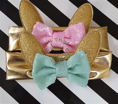 Easter Headbands Gold Glitter Bunny Ears Headbands For Baby Girls