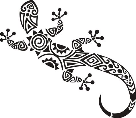 Lizard Or Gecko In Maori Polynesian Style Tattoo Sketch 7796495