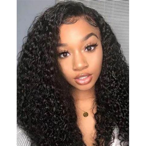 Brazilian Kinky Curly Lace Frontal Wig Pre Plucked With Baby Hair X