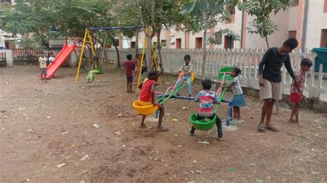Children Get Play Equipment In Park Inside Chennais Perumbakkam Tnscb