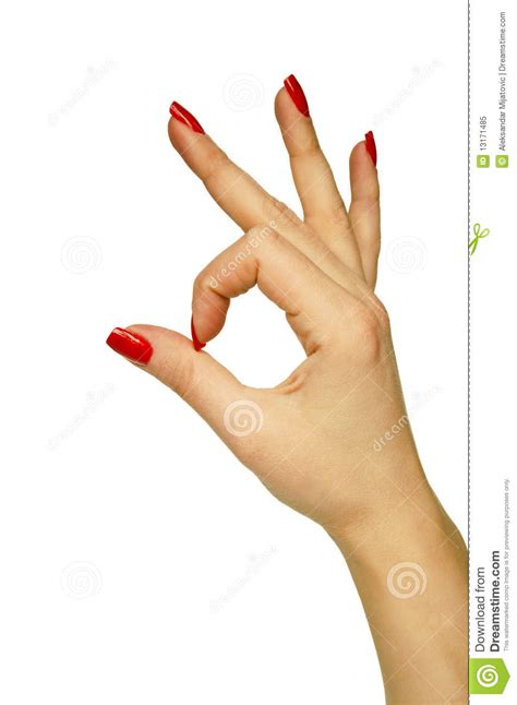 Female Hand Showing Ok Sign Stock Image Image Of Gesture Nail 13171485