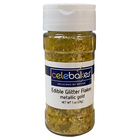 Metallic Gold Edible Glitter Flakes 1 Oz Mia Cake House