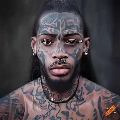 Portrait Of A Man With Tattoos And Piercings