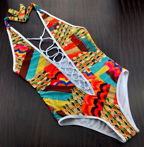 2016 Women Push Up Print Swimwear Printed One Piece Swimsuit Cut Out