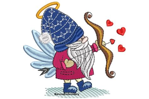 Valentines Cupid Gnome Machine Embroidery Design 1805762