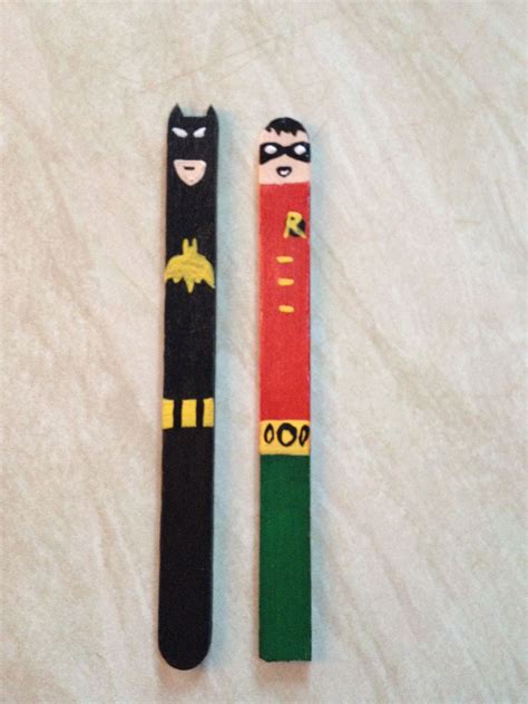 Batman And Robin Craft Sticks For Bookmarks Or Fun