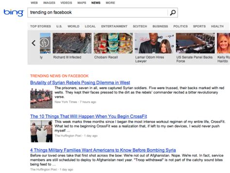 Bing News Now Features Trending Topics From Facebook And Twitter