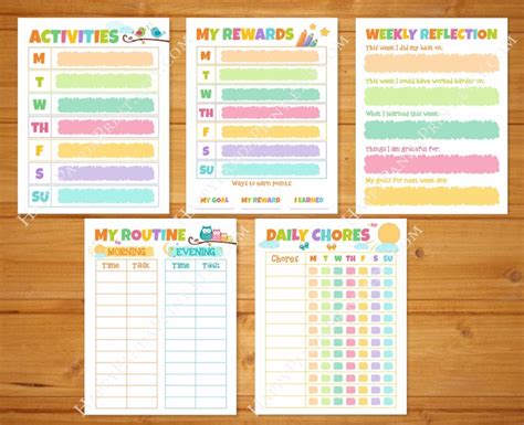 Kids Routine Chart Set Kids Reward Chart Chore Chart Etsy