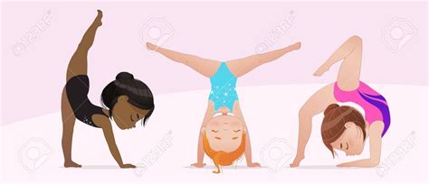 Gymnastics For Kids Groupe Of Multicultural Girls Do Gymnast And