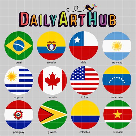 North And South American Flags Clip Art Set Daily Art Hub Free Clip