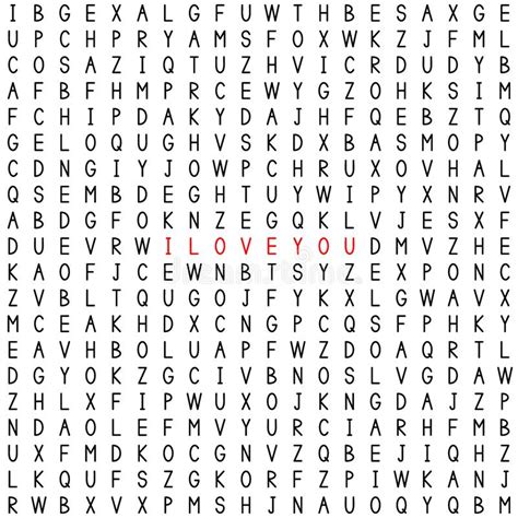 I Love You Find The Words In The Word Puzzle Stock Illustration