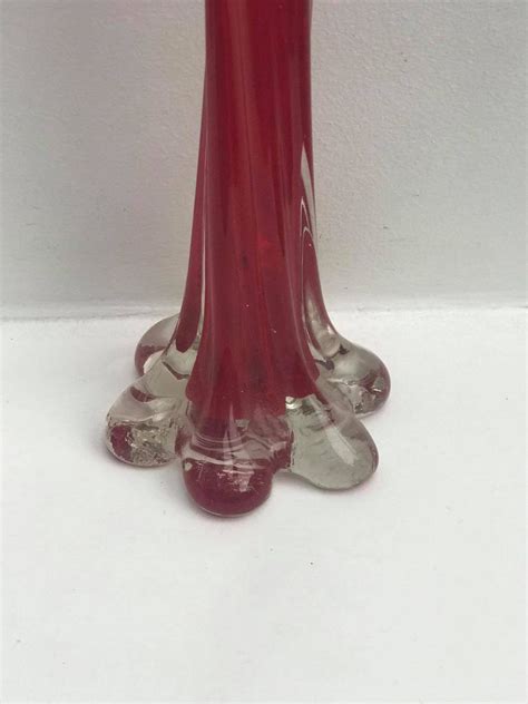 Glass Twist Bud Vase Red Modern Mid Century Tall Stretch Vase Etsy
