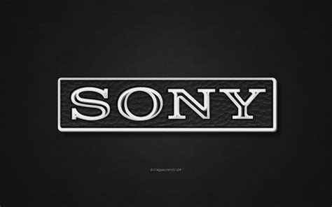 Download Wallpapers Sony Leather Logo Black Leather Texture Emblem
