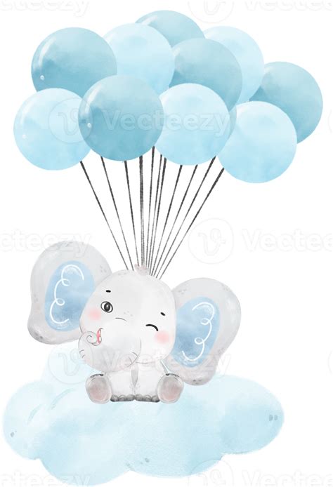 Cute Baby Elephant Wild Life Animal Dream Blue Baby Shower Nursery Art