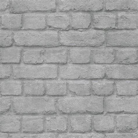 Warehouse Photographic Brick Effect Wallpaper Silver