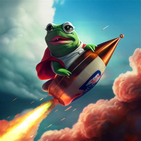 Danielexposito Pepe The Meme Frog Riding Crypto Rocket Up To Wealth