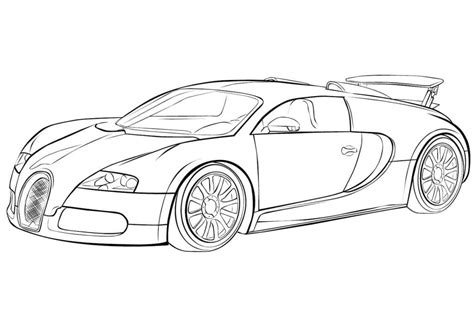 Раскраска Машина Bugatti Veyron распечатать бесплатно