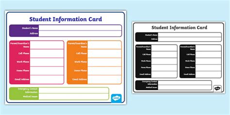 Editable Student Information Sheet Template Twinkl