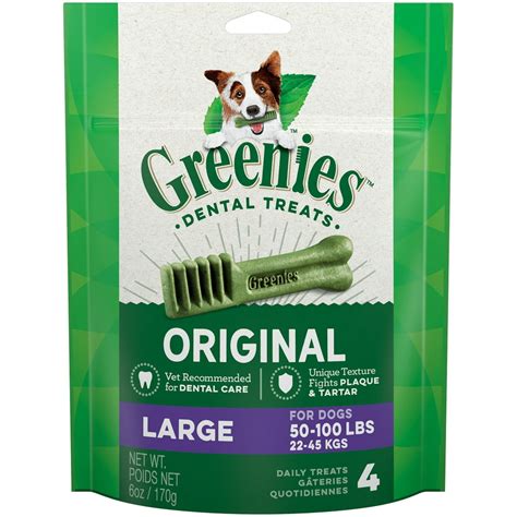 Greenies Original Large Natural Dental Dog Treats 6 Oz Pack 4 Count
