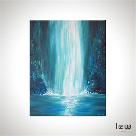 Blue Falls Waterfall Painting Liz W Fine Art