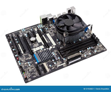 Electronic Collection Computer Motherboard With Cpu Cooler Stock