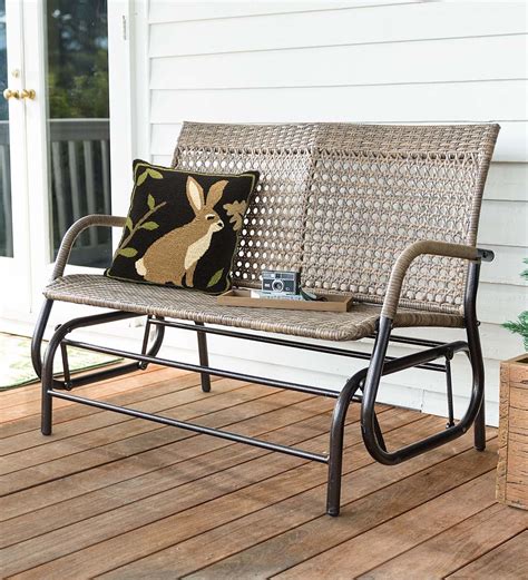 North Garden Outdoor Wicker Love Seat Glider Bench Plow And Hearth