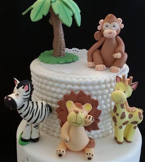 Jungle Cake Topper Safari Decorations Zoo Animals Pink And Blue Safari