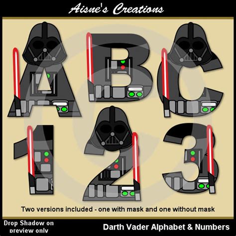 Darth Vader Star Wars Alfabeto Letras And Números Clip Art Etsy Star