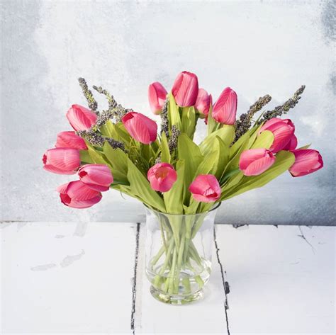 Everlasting Mid Pink Tulip Bouquet In Vase By Abigail Bryans Designs