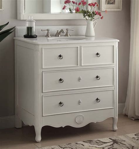 Vanities are either in bathrooms or bedrooms, two of the most frequently visited rooms in your home, and it automatically becomes a part of your everyday life. 34 inch Bathroom Vanity Coastal Vintage Style Distressed ...
